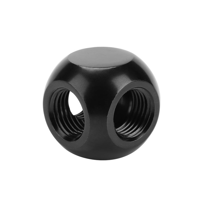 Pomya Computer Water Cooling Spherical 3 Way T-Type Connector G1/4 Threaded Adapter Black, Silver for PC Water Cooling Application(Black) - Image 1